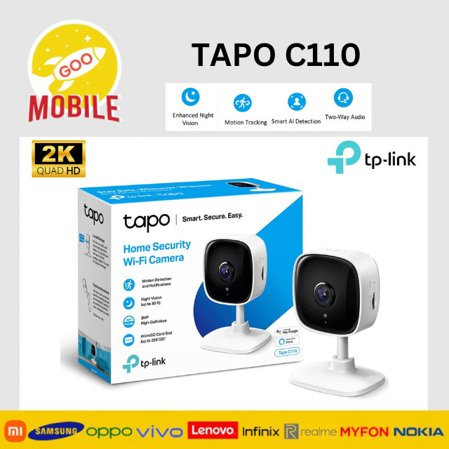 TP-Link Tapo C110 3MP Full HD Wireless WiFi กล้อง IP การเฝ้าระวังความปลอดภัยอัจฉริยะ - รับประกัน