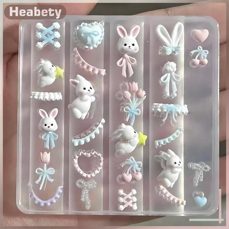 [ Heabety] ลูกไม้ Bowknot Bunny 3D แม่พิมพ์ซิลิโคนตกแต่งเล็บเล็บ DIY ออกแบบซิลิโคนเล็บแม่แบบเล็บแม่พิมพ์ [COD]