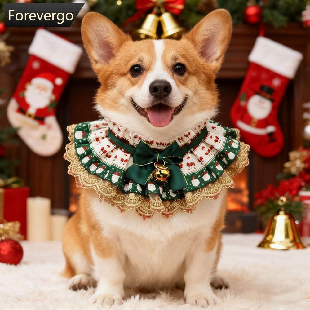 FVG Christmas Series สัตว์เลี้ยงแมวและสุนัข Drool Bib ลูกไม้น้ําลายผ้าเช็ดตัว Adjustabl สัตว์เลี้ยงค