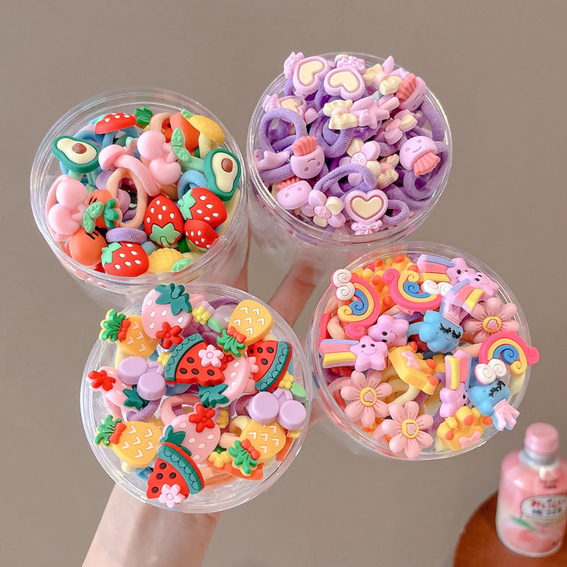 20ชิ้น เด็กยางรัดไม่เจ็บผมเชือกสาวน่ารักผมหางม้าเชือกผมอุปกรณ์ผม