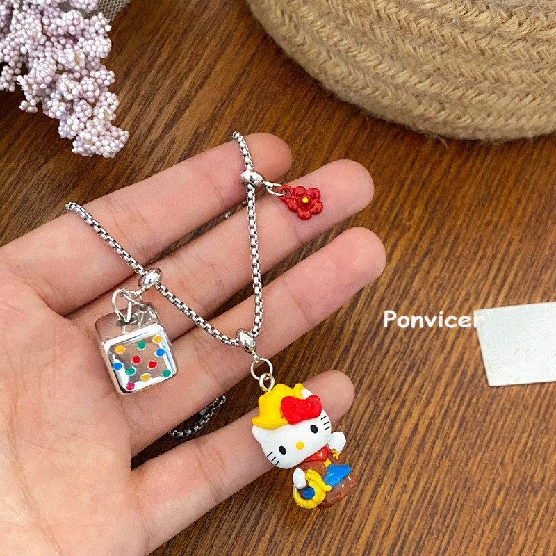 [COD]🌸วัยเด็ก โดปามีน สร้อยคอ น่ารัก ความขี้เล่นแบบเด็กผู้หญิง การ์ตูน ลูกเต๋า แมวเหมียว