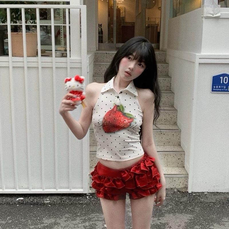 bentoy พร้อมส่งในไทย (3356) เสื้อกล้ามคอปกแขนกุดลายจุด รูปที่ 8