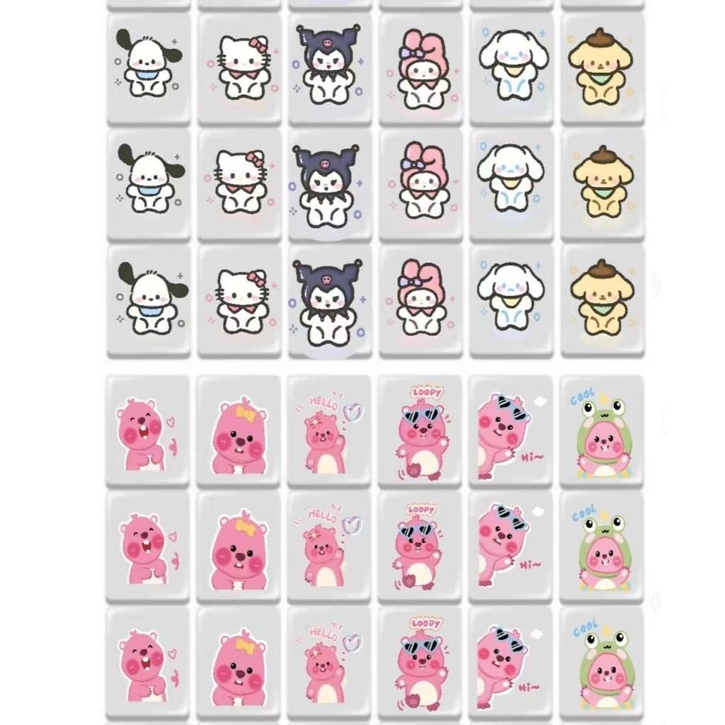 สนุก Hello Kitty Mahjong Push Music Creative Sanrio Card Push Music ของเล่นเพื่อการศึกษา Little Beav