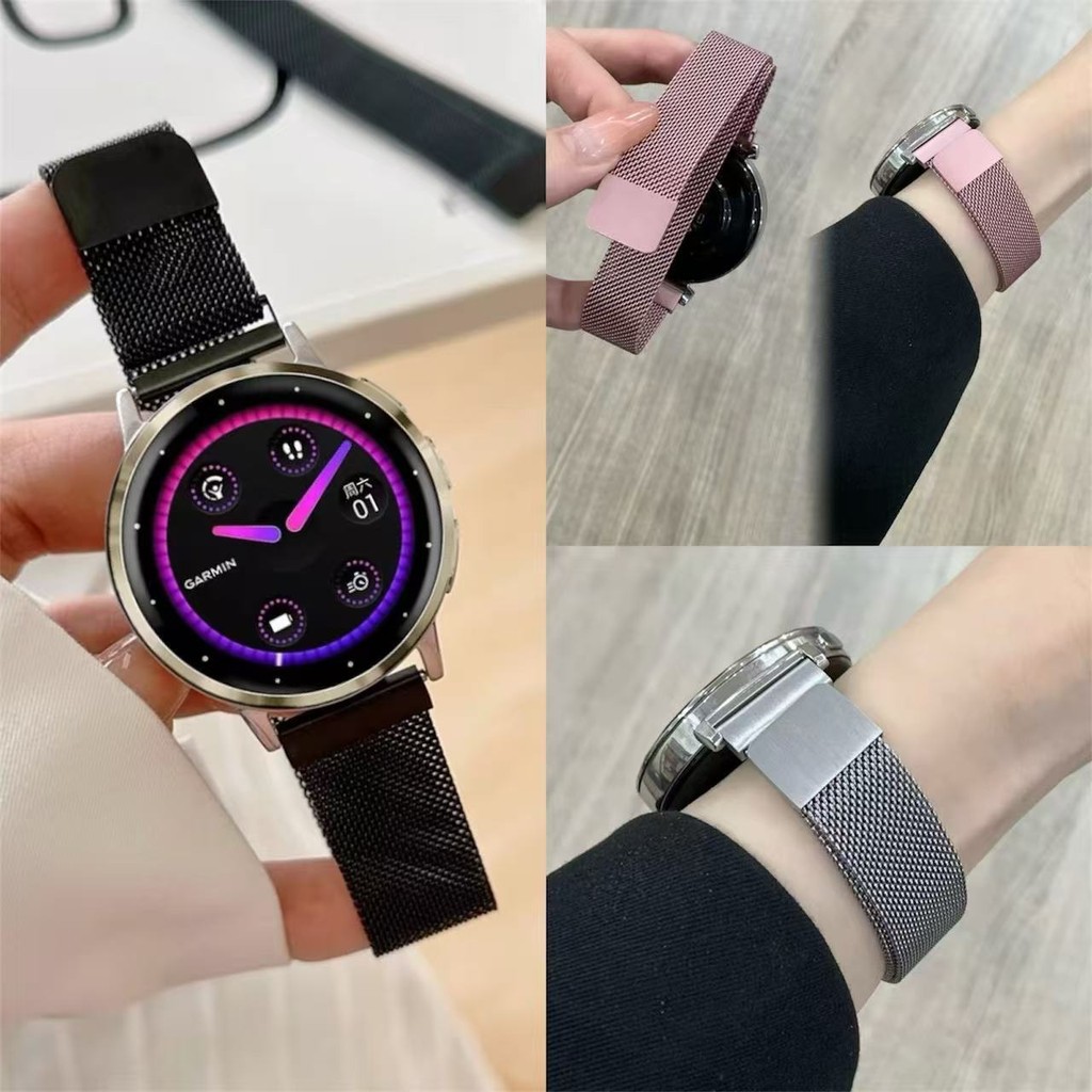 สายสแตนเลสgarmin active6/active5/vivoactive4/venu2/venu3/venu2plus/venuสายนาฬิกากว้าง20mm22mm