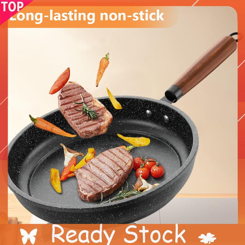 【จัดส่งในพื้นที่】32 ซม.กระทะ Nonstick Skillet ด้ามไม้ไข่เจียว Skillet Chef Pan