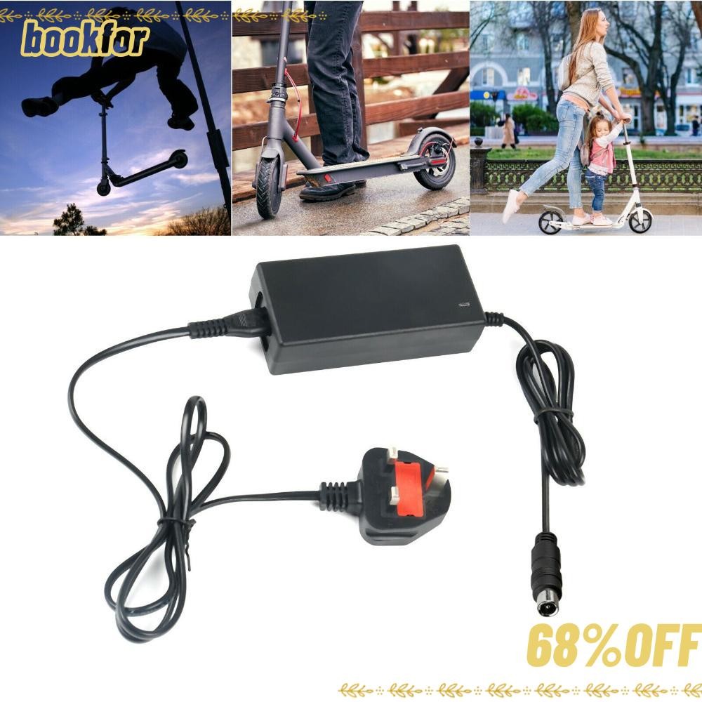 BOOKFOR UK Plug Li-on แบตเตอรี่ไฟฟ้าจักรยาน Professional 42V 2A อะแดปเตอร์สําหรับ M365/ Es1 2 3 4