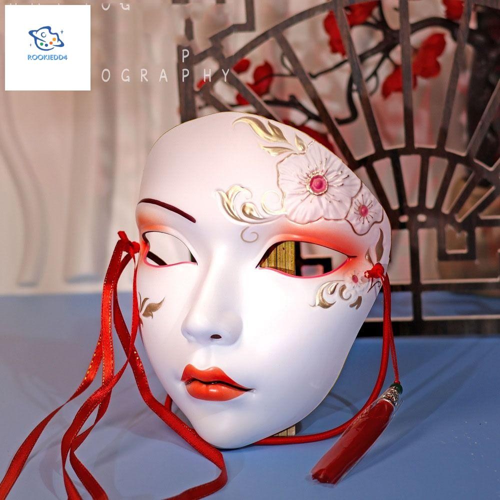 ROOKIEDD4 สไตล์โบราณ Face Mask, Masquerade Party Supplies Kabuki Kitsune Mask, Elegant Eye Mask คอสเ