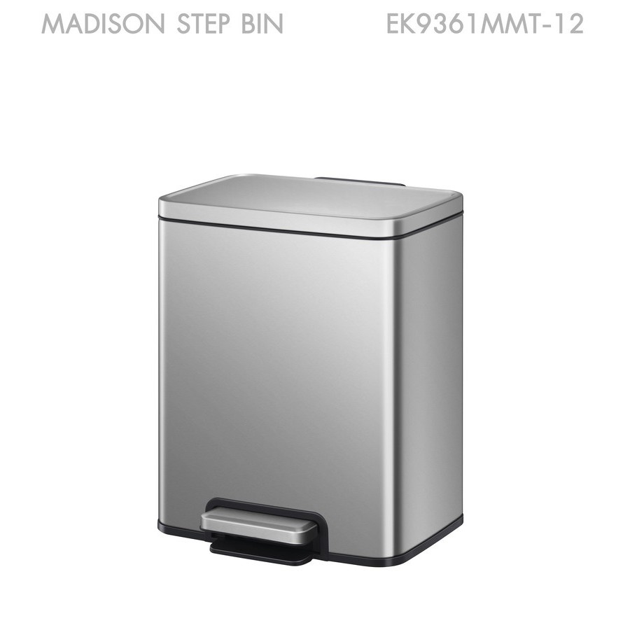 LOCAL789 EKO ถังขยะสเตนเลสเหยียบเหลี่ยม 12 ลิตร รุ่น MADISON EK9361MMT-12 ขนาด 27.70x25.90x39.50 ซม.