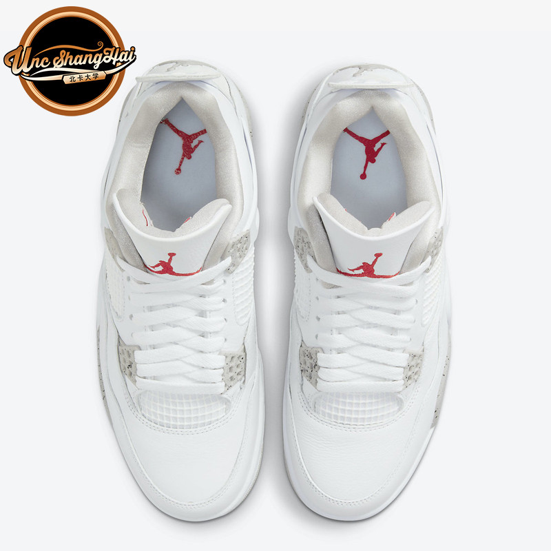 North Carolina University Air Jordan 4 AJ4 White Oreo White Grey Splash Ink Cement CT8527-100