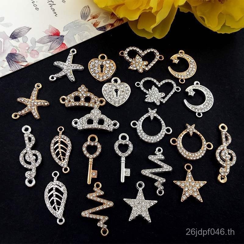 สร้อยข้อมือและสร้อยคอมินิ แบบ DIY ตกแต่งด้วยเครื่องประดับเล็ก ๆ เป็นรูปดาวและเพชร TQA8