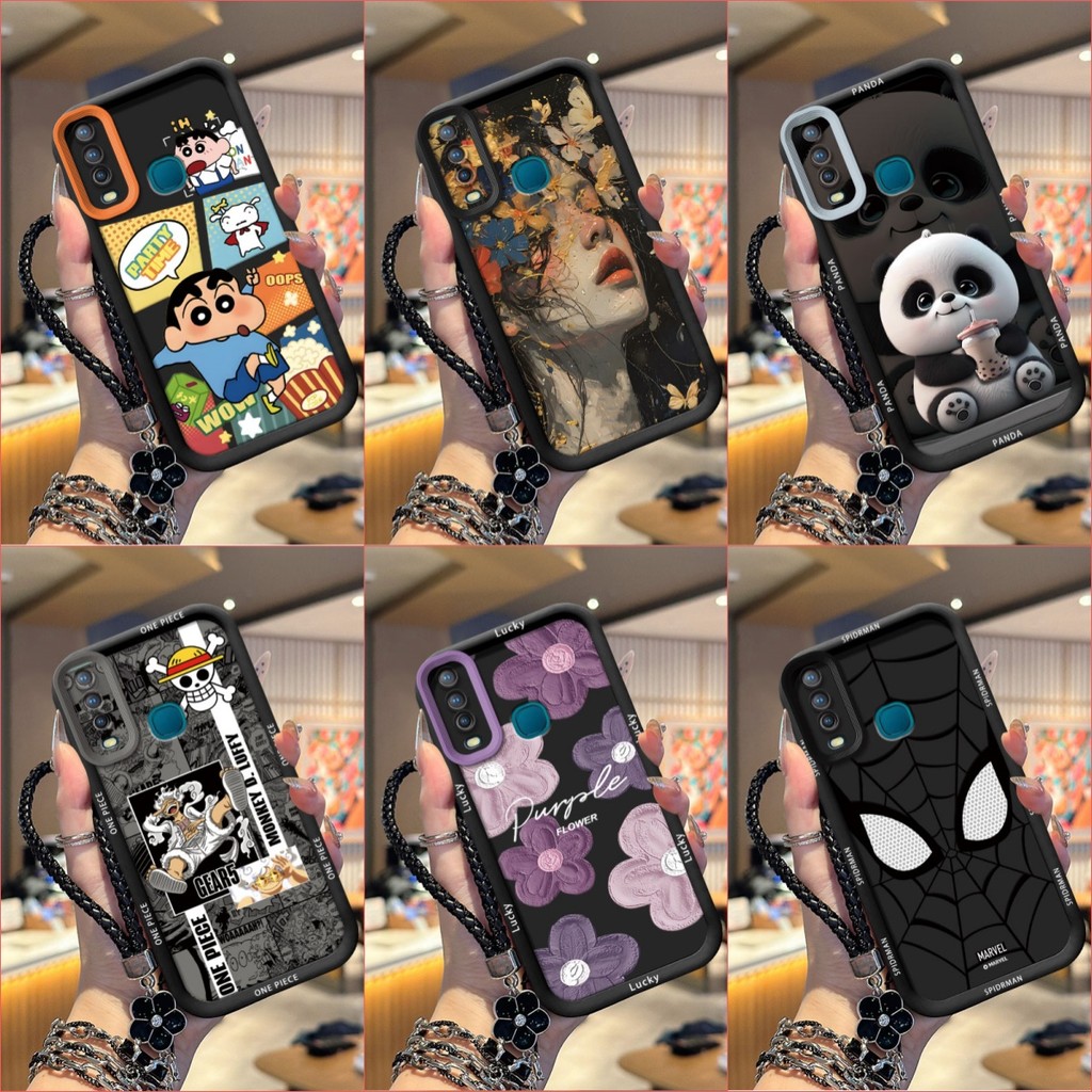 เคส VIVO Y11 Y12 Y15 Y17 เคสโทรศัพท์ซิลิโคนอ่อนนุ่มเทรนด์ภาพสีดํา TYHS