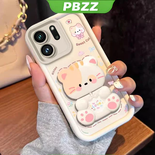เคสสําหรับ OPPO Reno 14 pro reno14 Reno 14F 5g เคสโทรศัพท์ Softcase ซิลิโคนกันกระแทกปกดีไซน์ใหม่ความงามพร้อมที่วาง 360° กระจกแต่งหน้า แมวน่ารัก สําหรับเด็กผู้หญิง JTXMMZJ