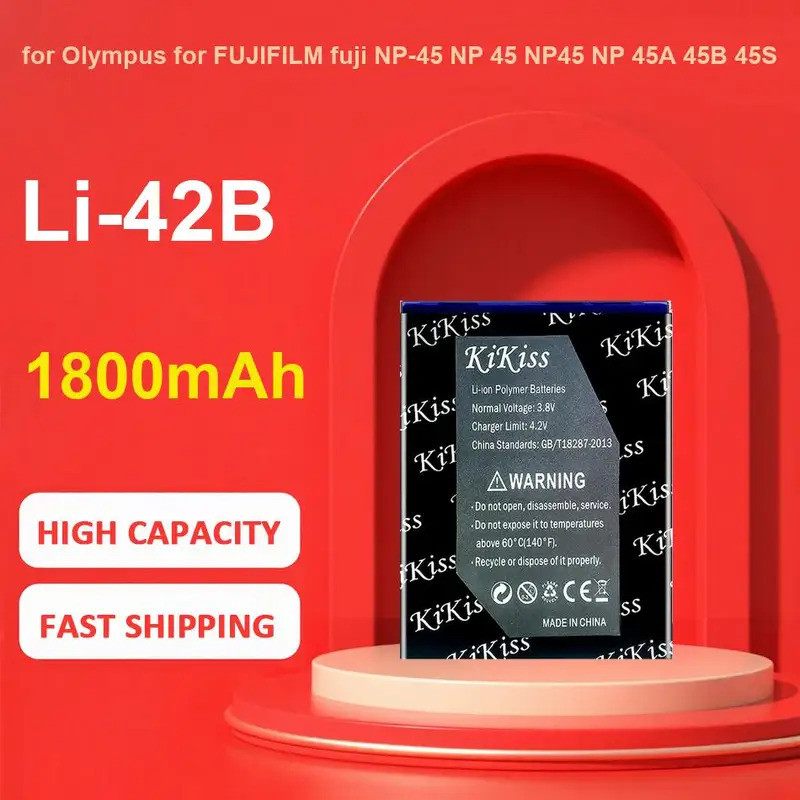 KiKiss แบตเตอรี่สําหรับ Olympus สําหรับ FUJIFILM fuji NP-45 NP 45 NP45 NP 45A 45B 45S EN-EL10 Klic-7