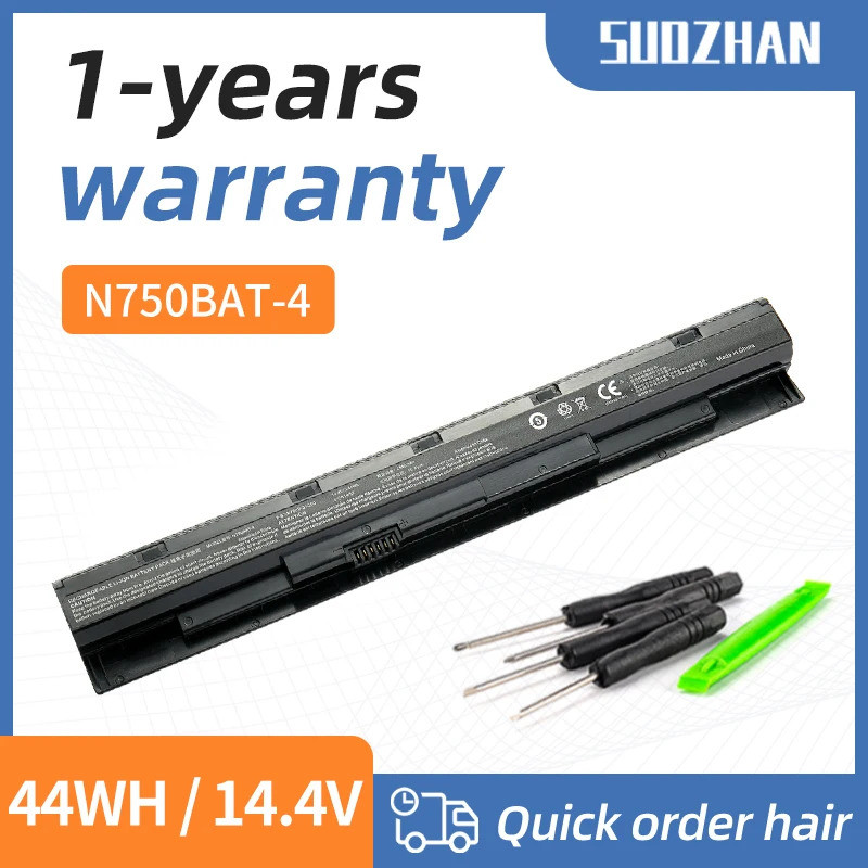 SUOZHAN N750BAT-4 แบตเตอรี่แล็ปท็อปสําหรับ Clevo N751BU N750WU N750BU N750S Series 87-N750S-31C00 6-