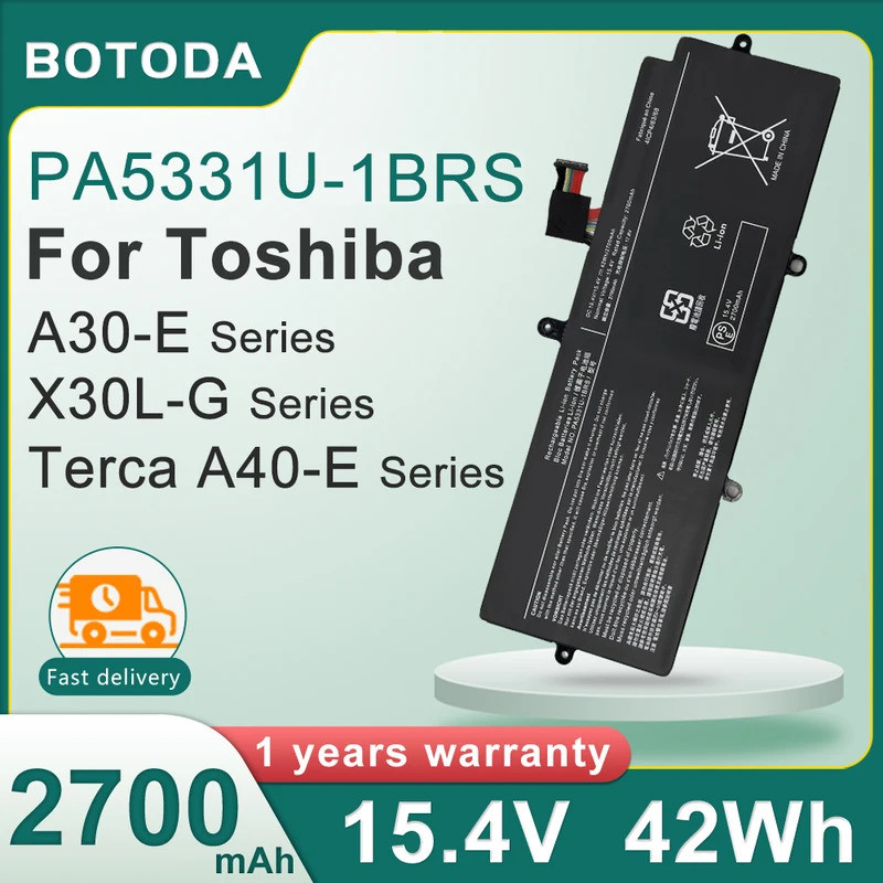 BOTODA PA5331U-1BRS แบตเตอรี่แล็ปท็อป 15.4V 42Wh-2700mAh สําหรับ Toshiba Dynabook Portege A30-E X30L