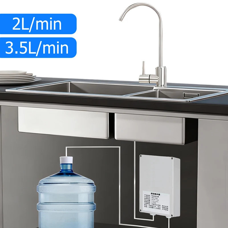 12V ปั๊มน้ําไฟฟ้า Caravan ก๊อกน้ําห้องครัวปั๊มน้ําอัตโนมัติ 2L/min 3.5L/min Motorhome เรือ Galley ปั