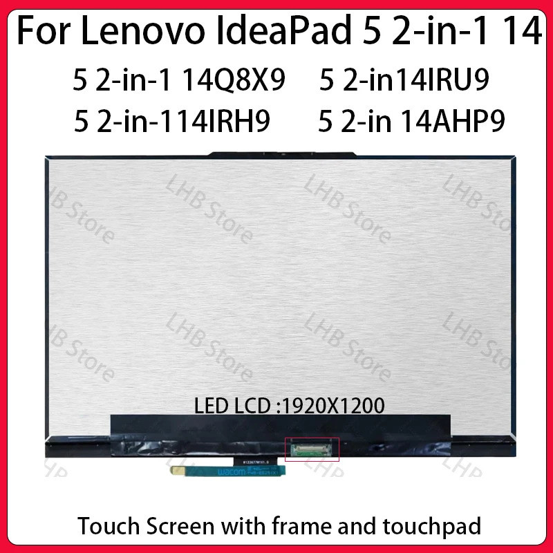 14 นิ้วแล็ปท็อปหน้าจอสัมผัส LCD สําหรับ Lenovo IdeaPad 5 2-in-1 14Q8X9 14IRU9 14IRH9 14AHP9 จอแสดงผล