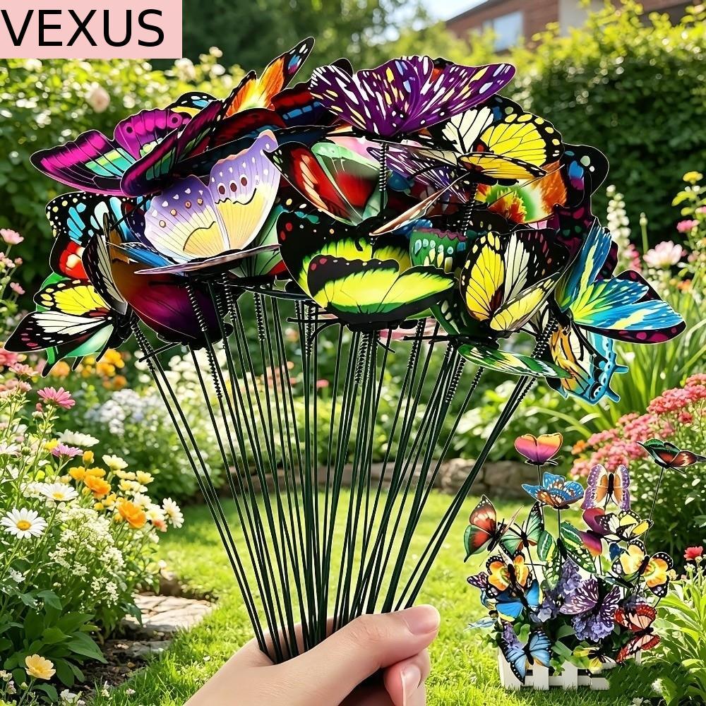 VEXUS 10 ชิ้นผีเสื้อ Stakes, เครื่องประดับที่มีสีสันผีเสื้อตกแต่ง, ลานกระถางดอกไม้ตกแต่งหวานปลั๊กประดิษฐ์ผีเสื้อฤดูใบไม้ผลิตกแต่ง