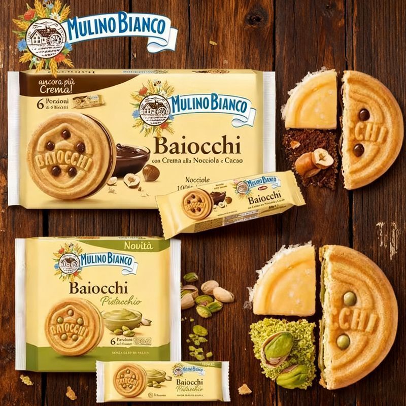 28g x 3 แพ็คItalian Bianco Pistachio Biscuit Cream Filling, ขนมนําเข้า Italy Bianco Pistachio Cookie