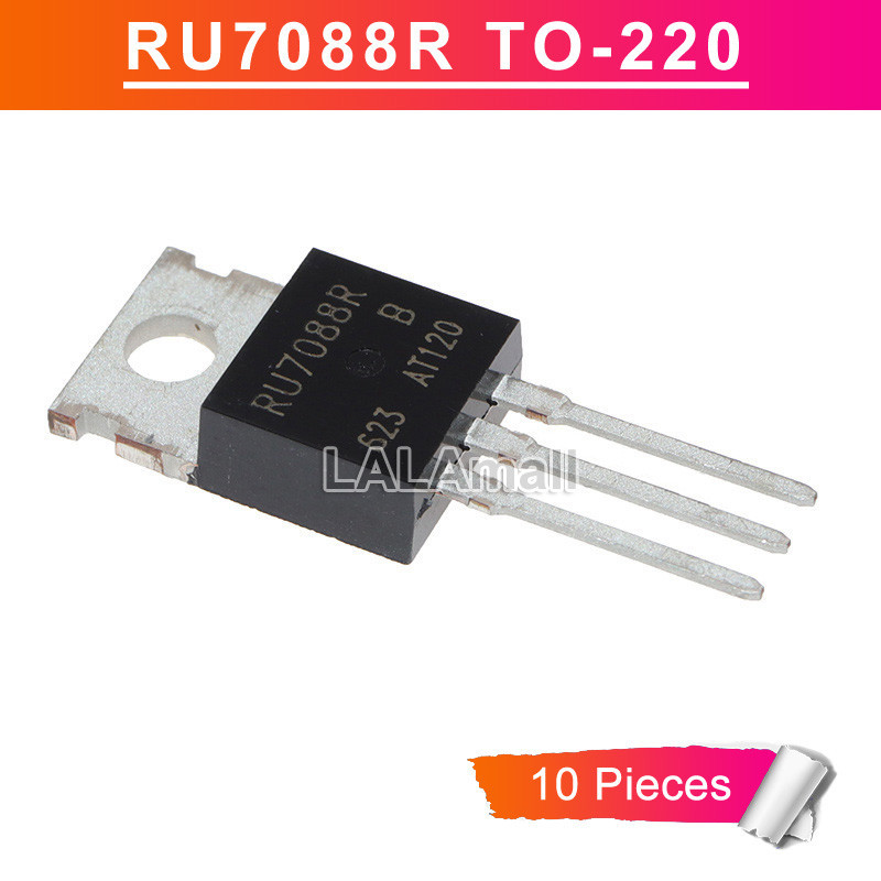 10pcs RU7088R TO-220 RU7088 7088R TO220 70V/80A N-Channel Power MOSFET ทรานซิสเตอร์ใหม่เดิม