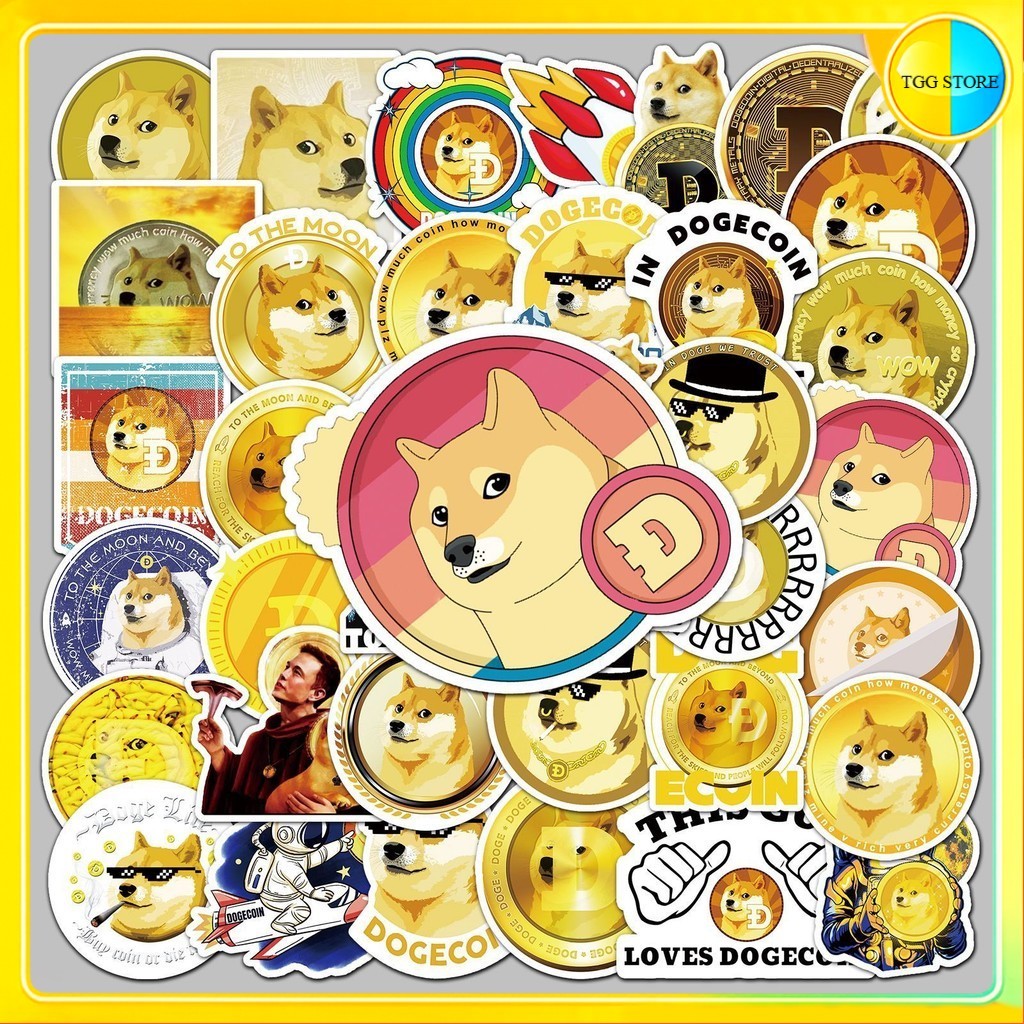 🚚พร้อมส่ง🚚 50แผ่น สติกเกอร์ เหรียญ Dogecoin Cryptocurrency Sticker