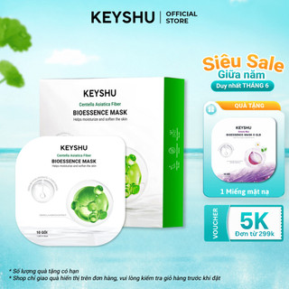1 Hộp Mặt Nạ Sợi Xơ Rau Má Centella Fiber KEYSHU Dưỡng Ẩm, Hỗ Trợ Ngăn Ngừa Lão Hóa 10 Miếng 30ML