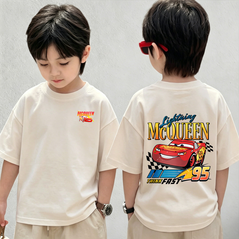 เสื้อยืดเด็ก ผ้าฝ้าย 100% เสื้อเด็กผู้ชาย แฟชั่น Lightning McQueen เสื้อยืดพิมพ์ลาย ไซส์ 90-150【จัดส่งตลอด 24 ชั่วโมง🚀】