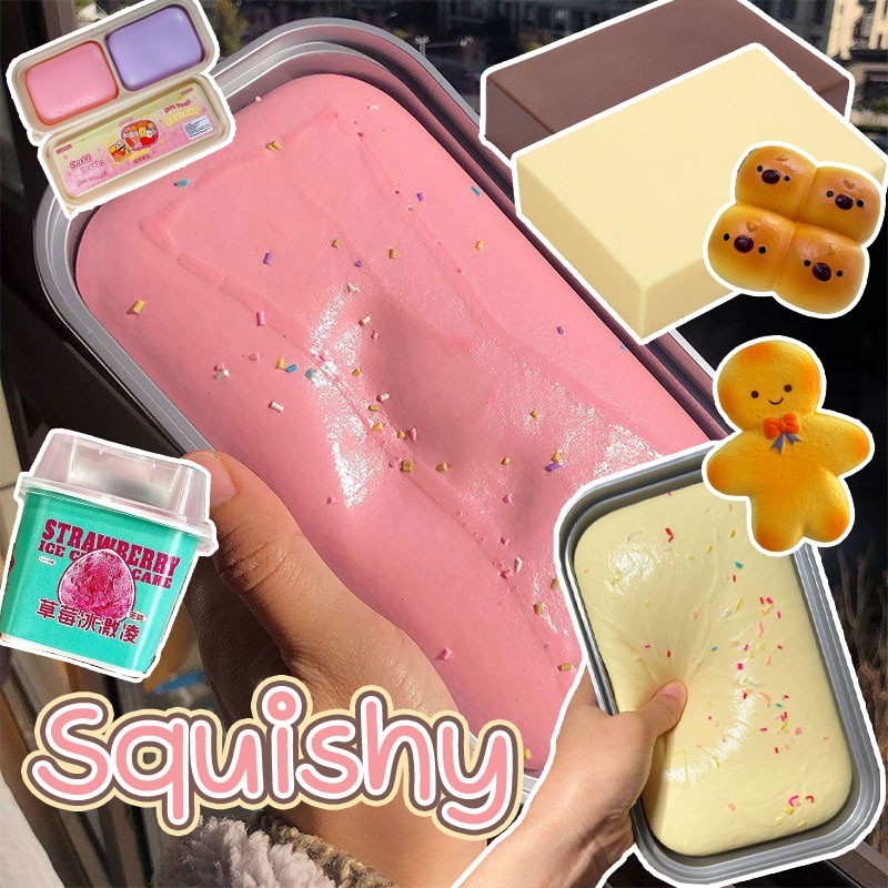 COD Squishy บีบของเล่นคลายเครียด ขนมปังฟู้ดช้า สตรอว์เบอร์รี/แท่งเนย นุ่มและผ่อนคลาย