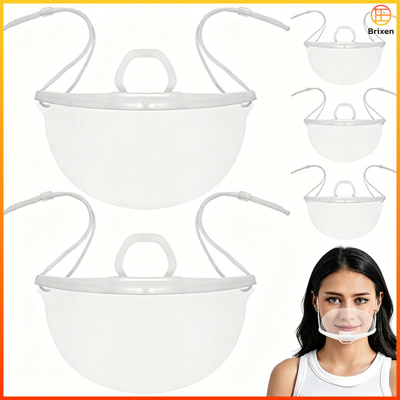 Brixen 10pcs หน้ากากปิดปากพลาสติกแบบใส กันน้ำลายกระเด็น สำหรับทำอาหาร ขนม เชฟใช้งาน
