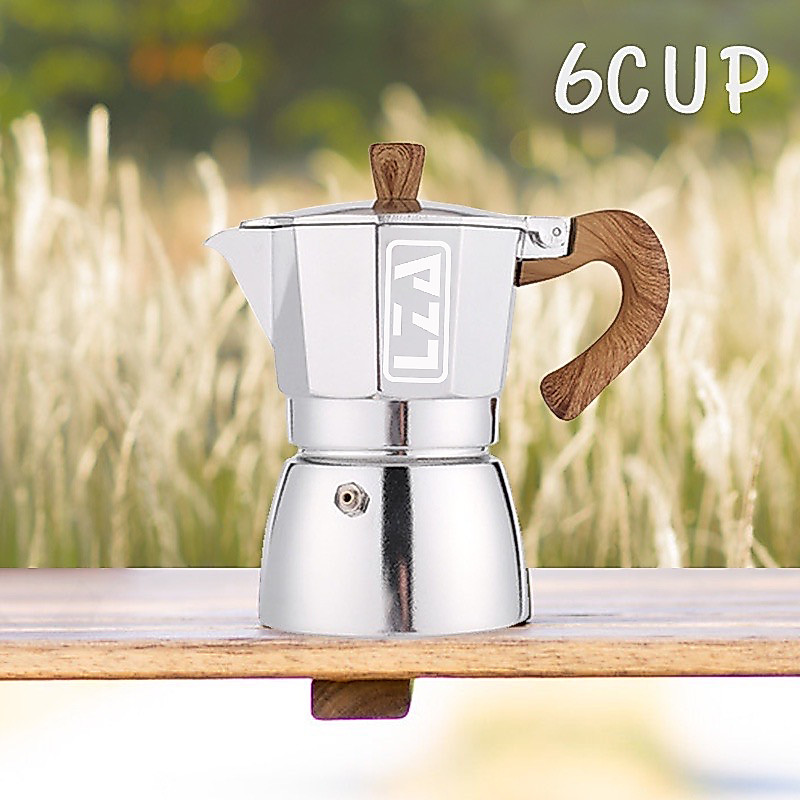 หม้อต้มกาแฟ Moka Pot SKU K91-SV (สีเงิน) ขนาด 6 คัพ 300 ml. และ 3 คัพ 150 ml. สินค้าคุณภาพเกรด A ที่จับทนความร้อน