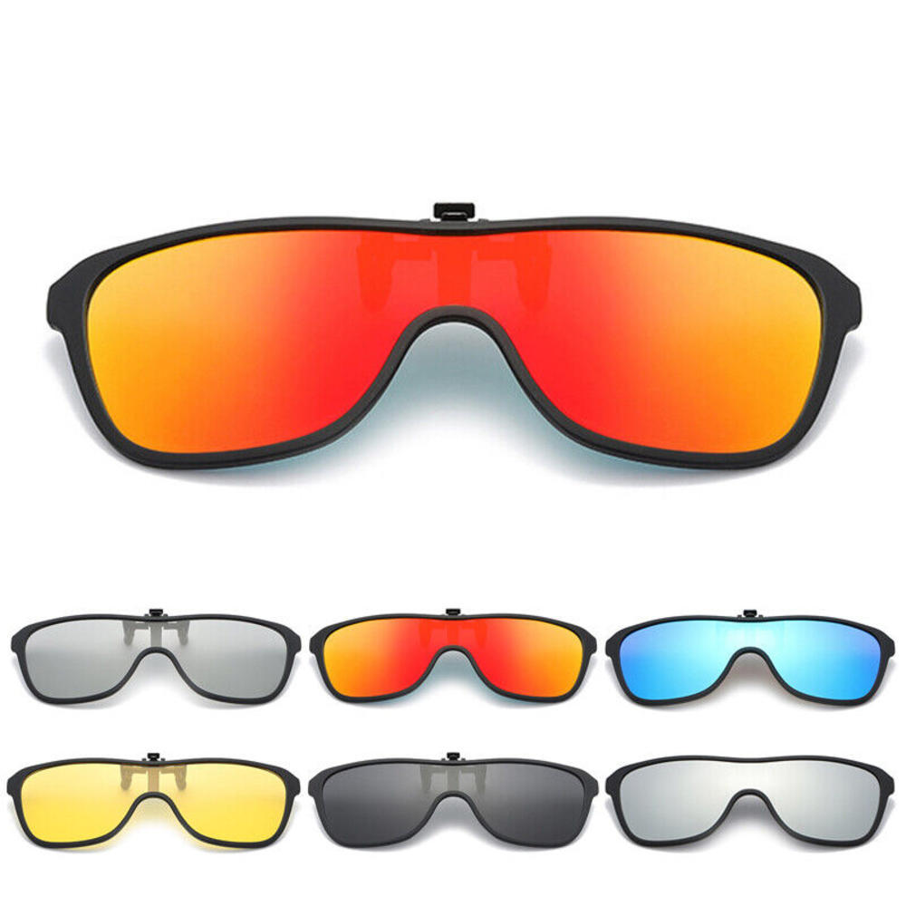 Flip Up ขนาดใหญ่ Square Clip On แว่นตากันแดด UV400 One Piece คลิป Shades สําหรับสายตาสั้นแว่นตาขับรถตกปลากีฬากลางแจ้ง