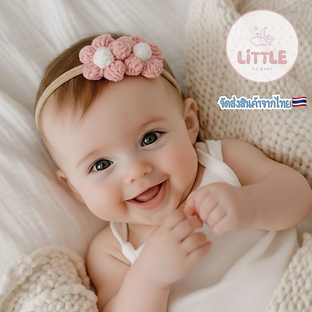 คาดผมเด็กอ่อนแต่งดอกไม้น่ารัก(รุ่นlittle Diy)0-12เดือน