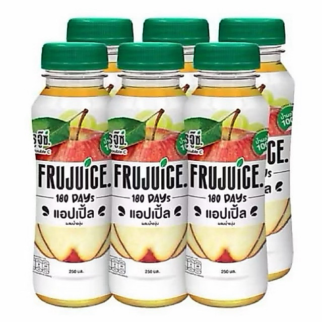 พร้อมส่งฟรีทันที! แพ็ค6ขวดสุดคุ้ม Frujuice Apple Juice 250ml ฟรูจู๊ซ น้ำแอปเปิ้ล180วัน ผสมน้ำองุ่น 250มล แอปเปิ้ลไซเดอร์