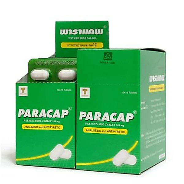 [1ก=50แผง] PARACAP 500 mg. พาราแคพ 500 มก พาราเซตามอล ยกกล่อง 50 แผง แผงละ 10 เม็ด