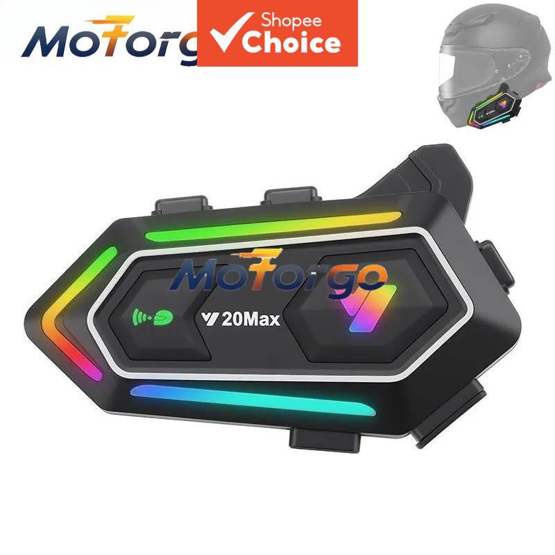 Y20 MAX หมวกกันน็อคมอเตอร์ไซค์ Intercom ไร้สาย RGB Light ผสมชุดหูฟังปั่นจักรยานกันน้ํา
