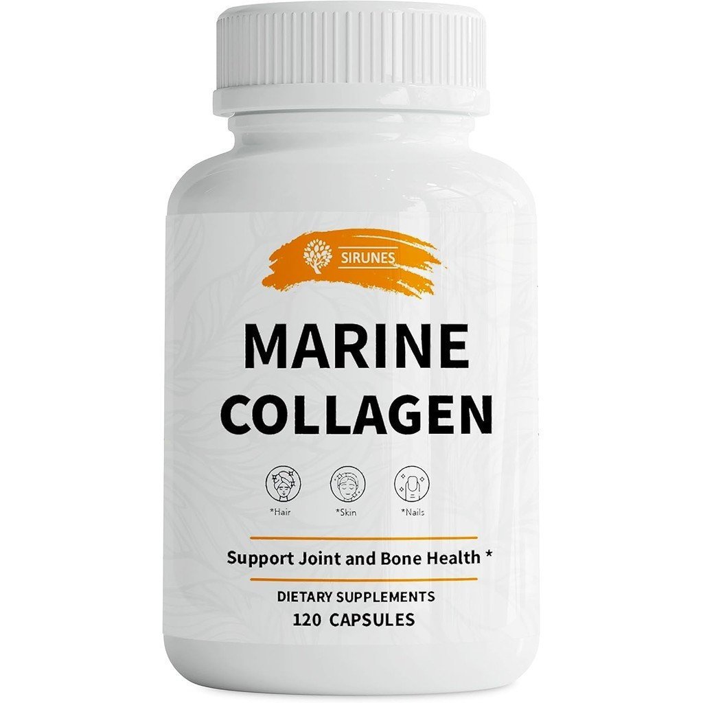 SIRUNES Marine Collagen Peptide, 120 แคปซูล-อาหารเสริมคอลลาเจนปลาตัวเมีย, เหมาะสําหรับผม, ผิว, เล็บ,