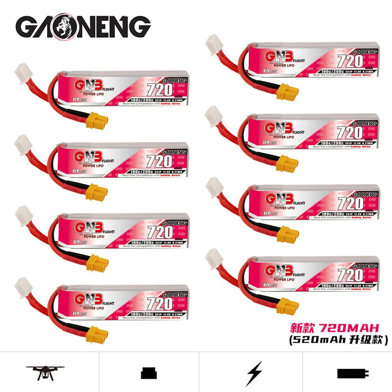 1-10Pcs GAONENG GNB 720mAh 3S 100C/200C 11.4V HV XT30U-F ปลั๊กแบตเตอรี่ Lipo สําหรับ RC Tinywhoop FP