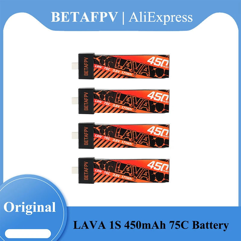 BETAFPV LAVA 1S 450mAh 75C แบตเตอรี่ (4PCS) สําหรับ Meteor75, Meteor75(HD), Meteor75 Pro(HD), Cetus 