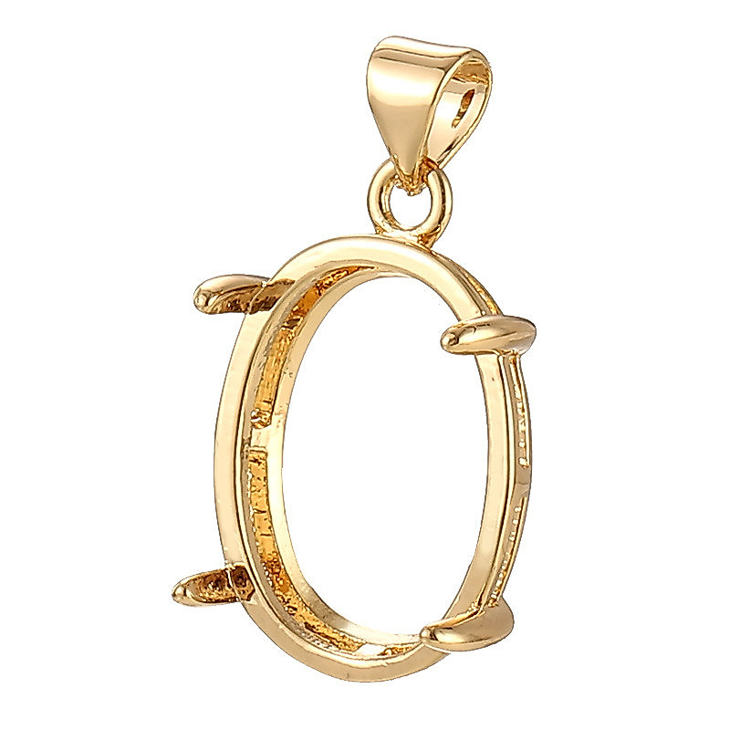 จี้ovalลักชัวรี่ minimalist สำหรับทั้งผู้ชายและผู้หญิง ฝังด้วย Amber Turquoise ในกรอบ 24K Gold Four-Prong