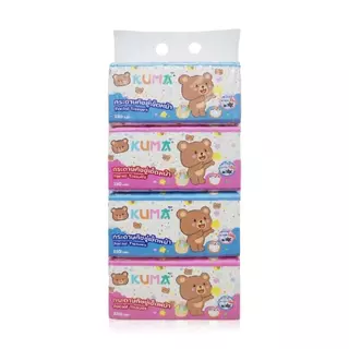 1 แถม 1 (แพ็ค 4 ห่อ) Kuma กระดาษทิชชู่เช็ดหน้า ทิชชู่คุมะ กระดาษทิชชู่หนานุ่ม 2 ชั้น บรรจุ 230 แผ่น/ห่อ ซึมซับดี