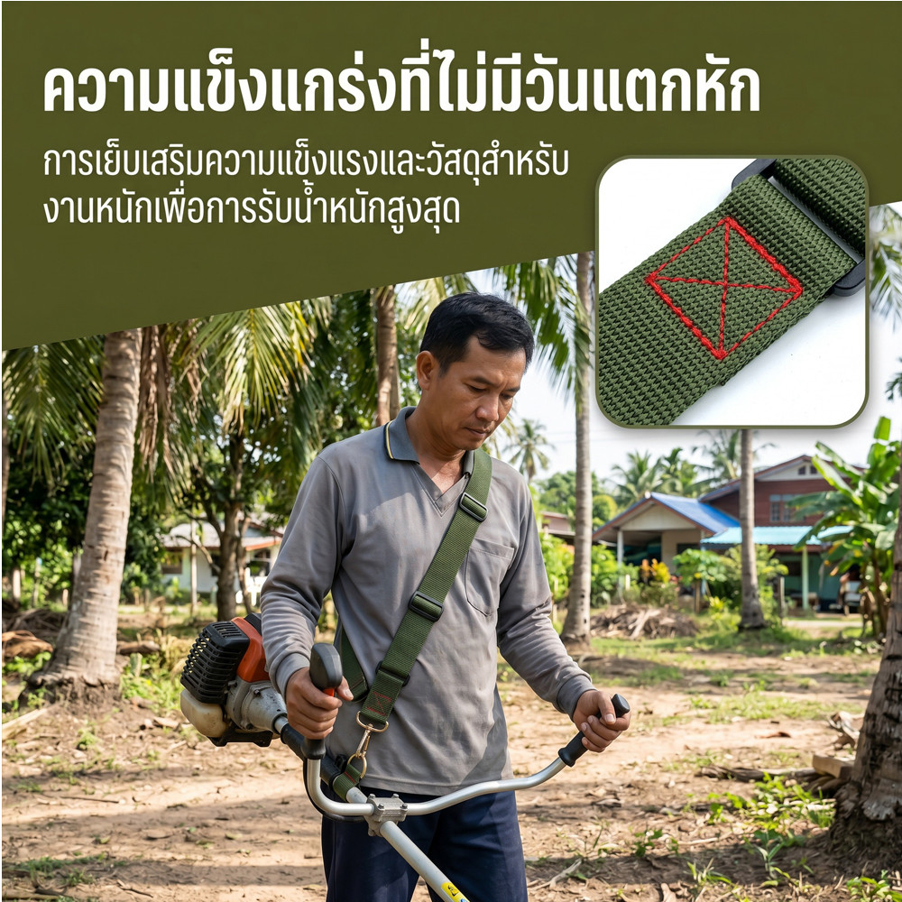 สายสะพายผ้าไนลอนหนา ปรับได้ พร้อมคลิปล็อค สำหรับสว่าน เครื่องตัดหญ้า อุปกรณ์ช่างสวน รูปที่ 4