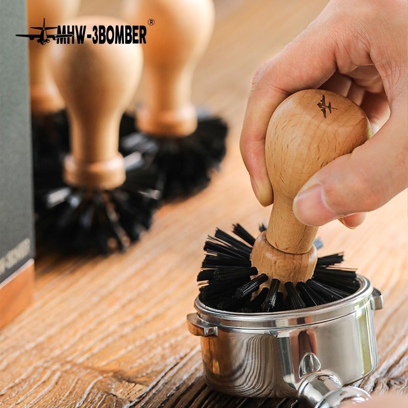 [MHW-3BOMBER] Bomber Powder Bowl แปรงทําความสะอาดเครื่องชงกาแฟ Handle แปรงทําความสะอาดไม้เนื้อแข็งเค