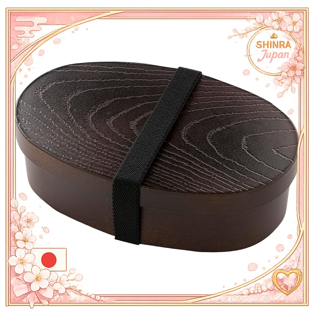 《Direct From Japan》  Kano Magewappa Style Oval Bento Box Mocha Brown 72760 Microwave OK Dishwasher S
