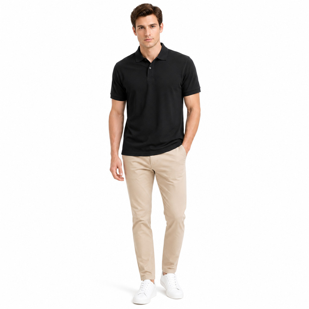 Baverre by Hassenda - Denver เสื้อโปโลผู้ชายธรรมดาคอปก Unisex แขนสั้น สีดํา VPG81210HTM