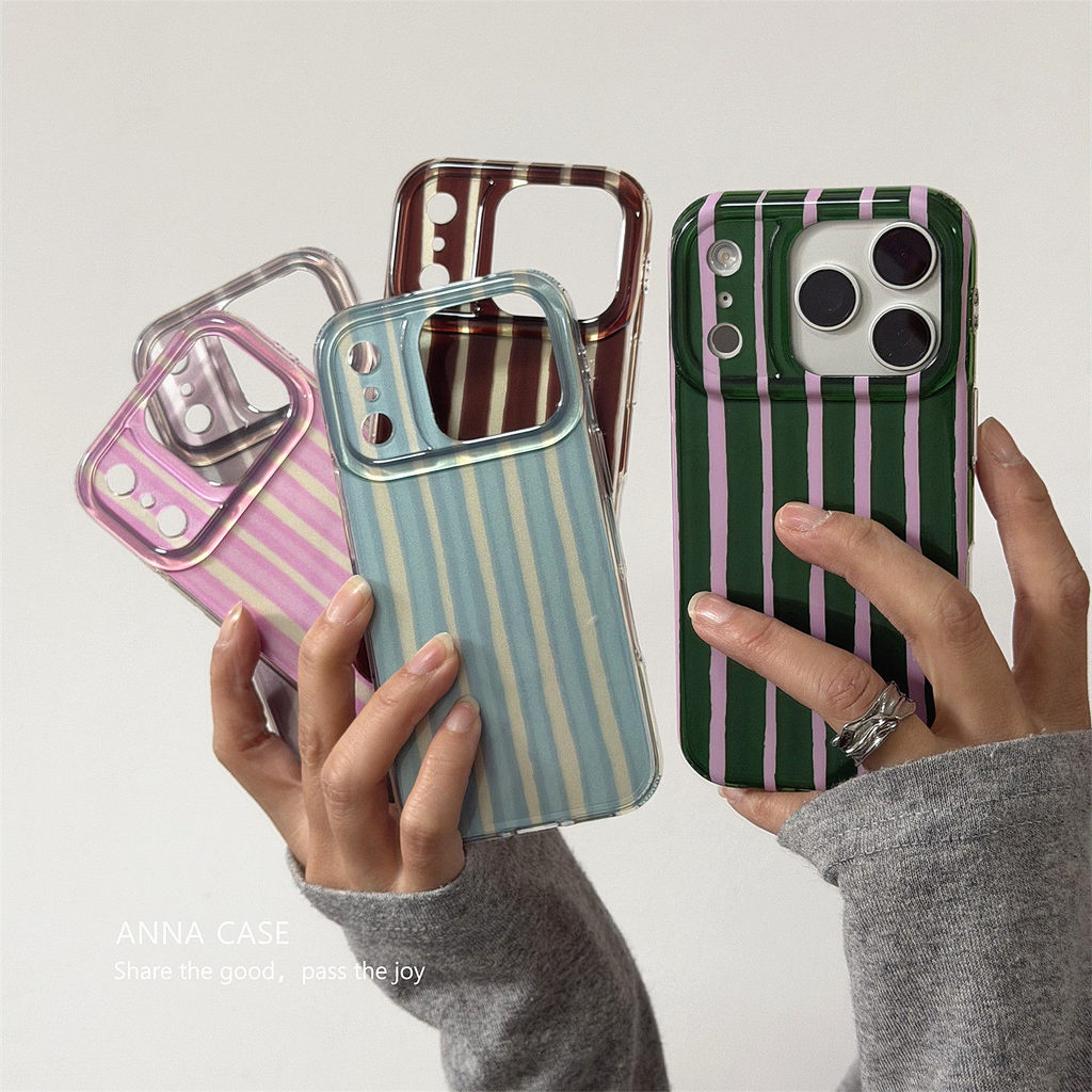 แถบสีที่ตัดกันเหมาะสําหรับเคสโทรศัพท์มือถือ iPhone17, Apple 16promax ใหม่ 15pro ผู้หญิง 13 เคสป้องกัน 14 17promax 16pro 14promax 15promax