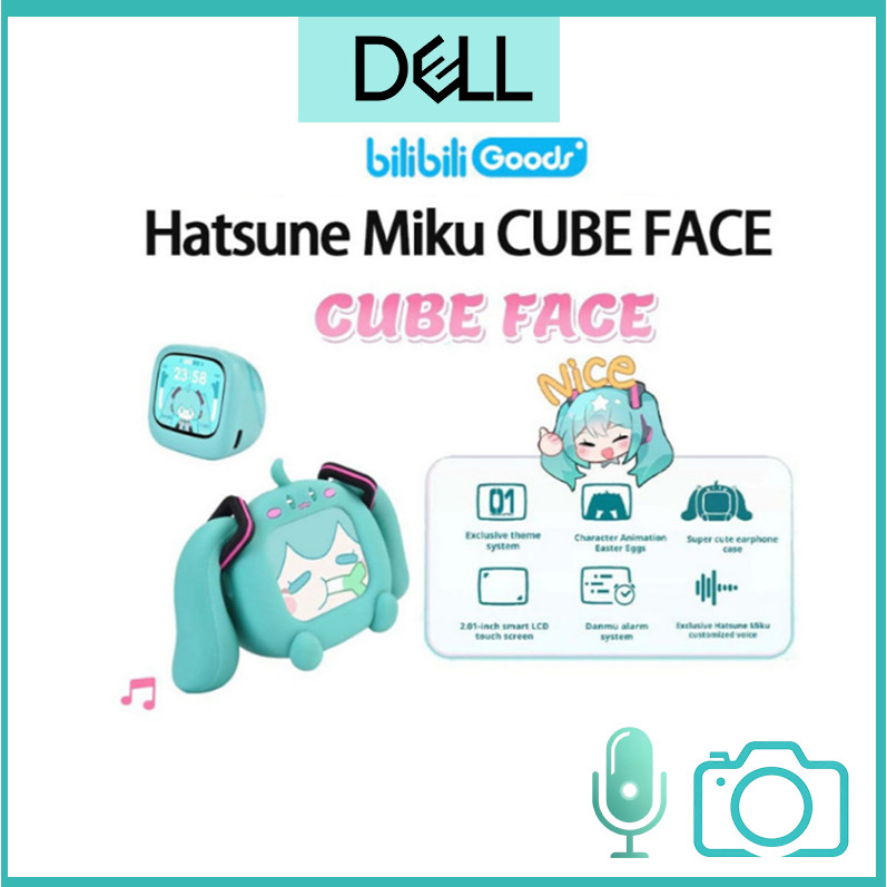 Original BilibiliGoods Hatsune Miku CUBE FACE หน้าจอสัมผัส LCD หูฟังบลูทูธไร้สายจริง