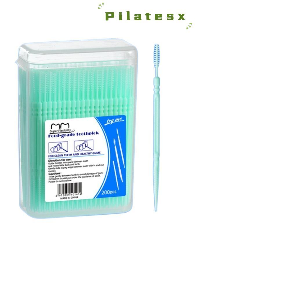 PILATESX 200 ชิ้น/กล่องไม้จิ้มฟัน, ไหมขัดฟันแบบใช้แล้วทิ้งสองหัวแบบพกพา, แท่งดูแลฟันละเอียดพิเศษคุณภาพสูงทําความสะอาดช่องปาก