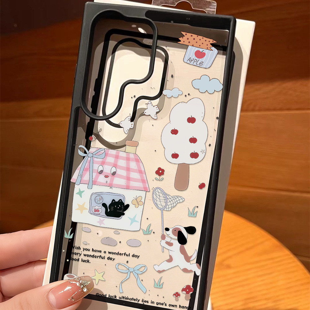 แมวและสุนัขน่ารัก เคส For Samsung A37 A07 A17 A16 A06 A05S A05 A36 A55 A15 A54 A56 A35 A34 S26 อะคริลิกฝ้า เคสโทรศัพท์