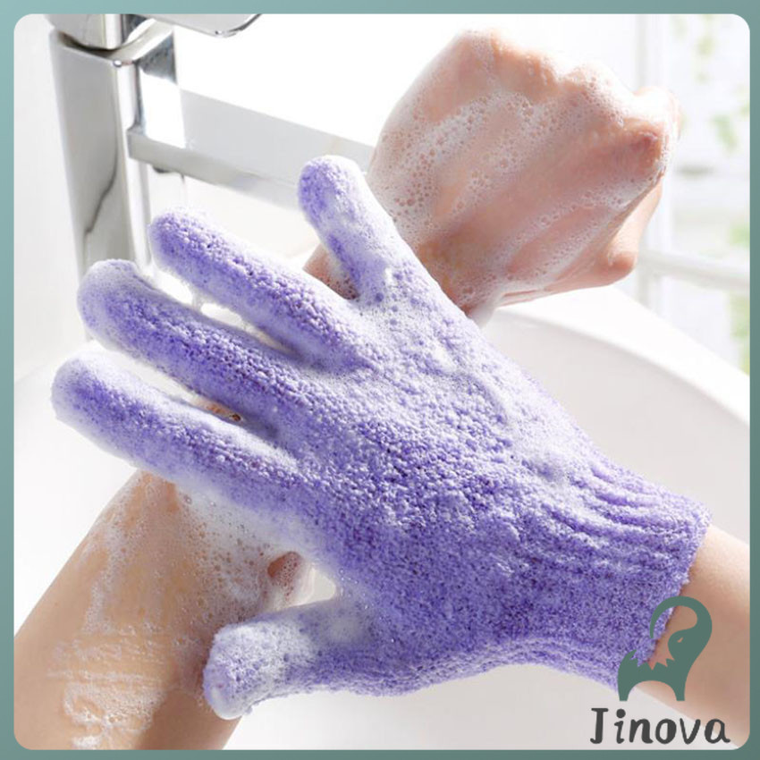 Jnv ถุงมืออาบน้ำ ถุงมือขัดผิวอาบน้ำ ขจัดเซลล์ผิวเก่า พร้อมส่ง Glove-style bath towel