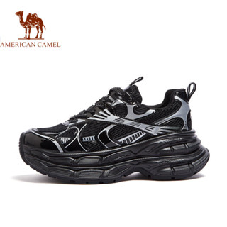 AMERICAN CAMEL รองเท้าผ้าใบย้อนยุคผู้ชายพื้นหนาเพิ่มความสูงร…